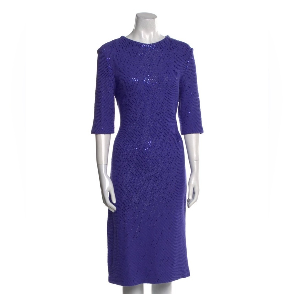 St. John Purple Knit Midi Dress